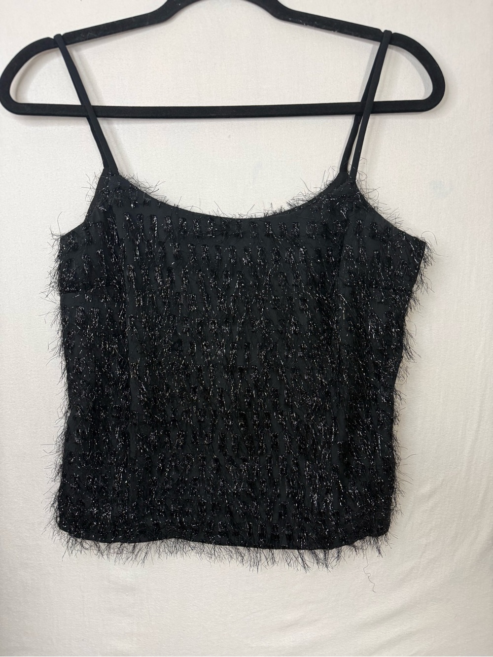 Vintage 80’s Joseph Ribkoff Black Metallic Fringe Camisole Size 4 (Small)